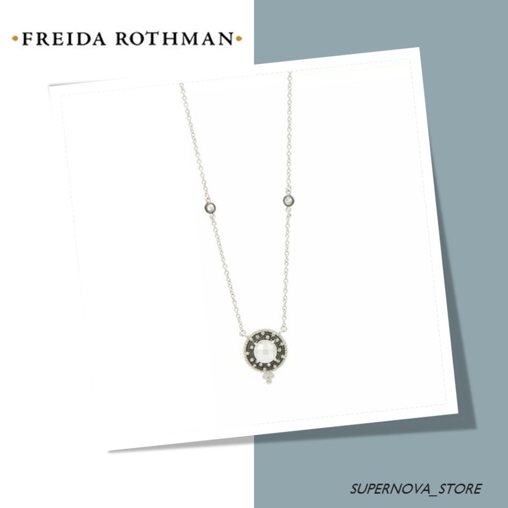 COPY - COPY - Freida Rothman Signature Zirconia Crystal Pendant Silver Black Rh…